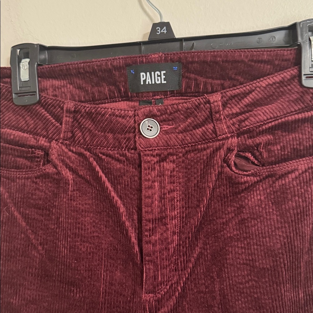 PAIGE Hoxton Ankle Burgundy Red Corduroy Pants size 29 - Picture 7 of 12